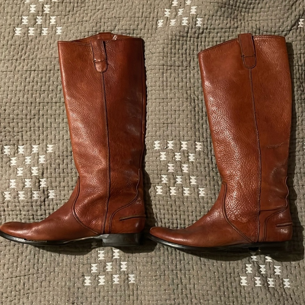 MADEWELL cognac leather riding boots 8.5